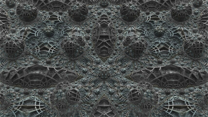 Abstract dark grey 3D fractal background - 476782773