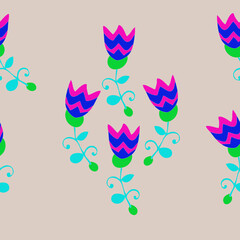 Horizontal decorative branch of bells. Hand drawn.