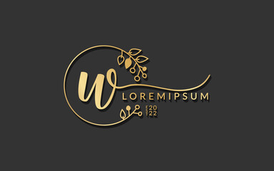Obraz premium Handwritten Signature monogram Letter w calligraphic vector graphic design,usable for wedding card, personal signature, logo design concept illustration