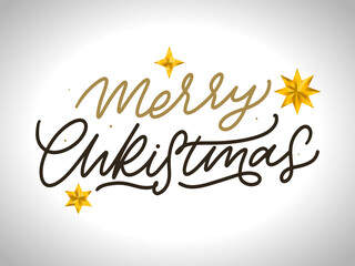 Obraz na płótnie Canvas Merry Christmas vector brush lettering. Hand drawn modern brush calligraphy isolated on white background. Christmas vector ink illustration. Creative typography for Holiday greeting cards, banner