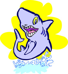 funny toon shark vector illustration