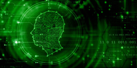 2d illustration digital Artificial mind concept