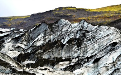 Sólheimajökull Glacier with volcanic rock 
