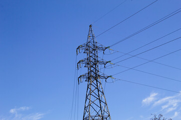 Power tower with high voltage wires