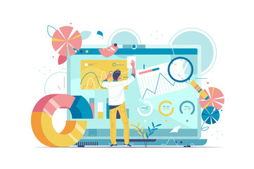 Guy make data analysis for business finance investment