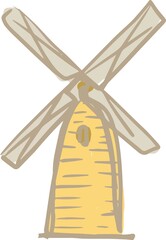 
Farm village chicken eggs chicken coop flat illustration vector hand drawn background childrens cute cartoon windmill landscape
