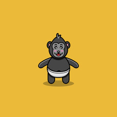 Vector Illustration Mascot cartoon character of Cute Baby King Kong. Suitable for Brand, Label, Logo, Sticker, t-shirt Design and other Product.