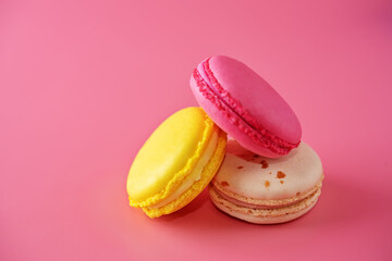 Pink macarons with chocolate berry cream cheese filling