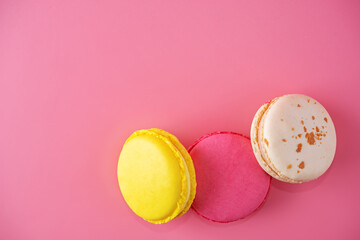 Pink macarons with chocolate berry cream cheese filling