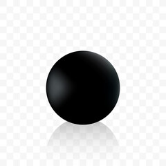 Black spherical ball with a shadow. Decoration decoration element. Beauty and fashion. Dijain pearl bead. eps 10