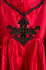 Close up view of gothic queen dress top with pattern