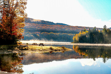 Fototapeta premium autumn landscape with lake