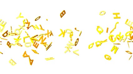 Gold alphabets on white background.
3D abstract illustration for background.