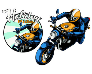 riding motor cycle logo vector illustration