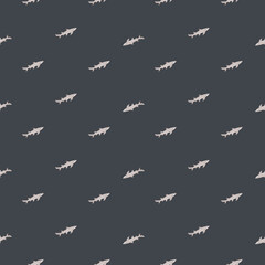 Lemon shark seamless pattern in scandinavian style. Marine animals background. Vector illustration for children funny textile.