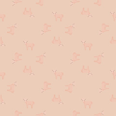 Seamless pattern of goat. Domestic animals on colorful background. Vector illustration for textile.