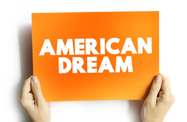 American dream text quote on card, concept background