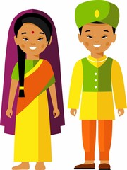 Vector illustration of india monk and woman.
