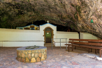 Agia Sofia chapel in the entrance of a cave in Kythira island