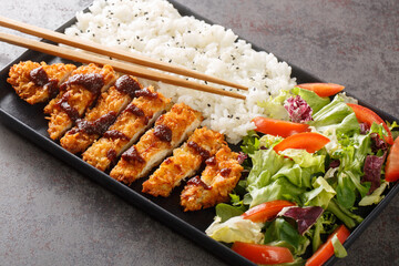 Chicken katsu is a Japanese dish that is also known as panko chicken or tori katsu served with rice...