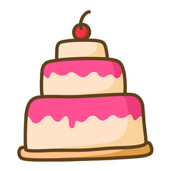party cake icon. Suitable to use for bakery, food menu, online shop, pastry, restaurant, cafe, etc. 100% vector icon.
