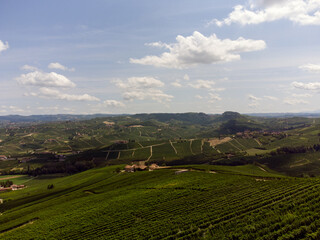 Langhe hills with vineyards around La Morra