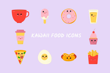 Kawaii food icons