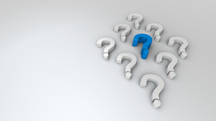3D illustrations blue and white question mark group for business corporate and advertising