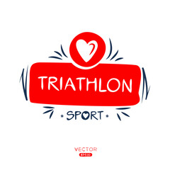 Creative (Triathlon.) Sport sticker, logo template, vector illustration.