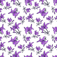 Lily flowers seamless pattern. Vector stock illustration eps10. 