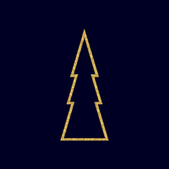 Stylized golden christmas tree. New Year