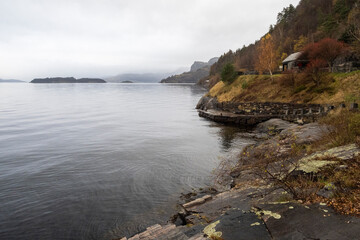 Norway Fjords snowy landscape during the day light.