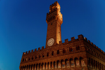 Obraz premium The Bell Tower of the Pieve di San Leonardo church in the historic center of Cerreto Guidi, Florence, Italy