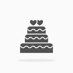 Wedding cake icon. Solid or glyph style.