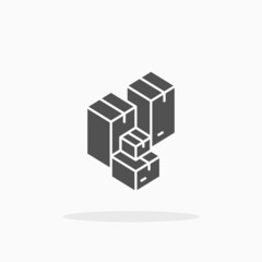 Cardboard box pile icon. Solid or glyph style.