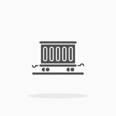 Cargo train delivery icon. Solid or glyph style.