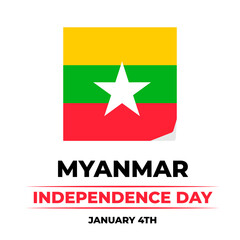 Myanmar Independence Day typography poster. National holiday celebrated on January 4. Vector template for banner, greeting card, flyer, etc