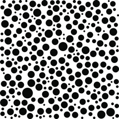 Black polka dots random pattern background. Grunge texture. Vector illustration.