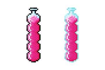 Pink long potion pixel art. Vector Picture.
