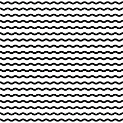 Black wave line seamless pattern on white background. Vector illustration.