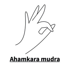 Ahamkara mudra, isolated on white background. Meditation technique for health. Correct placement of the fingers. Vector