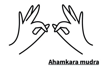 Ahamkara mudra, isolated on white background. Meditation technique for health. Correct placement of the fingers. Vector