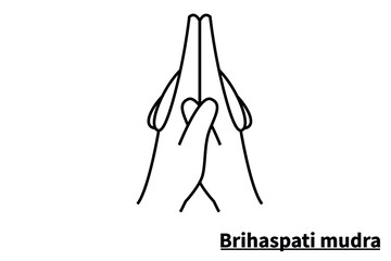 Brihaspati mudra, isolated on white background. Meditation technique for health. Correct placement of the fingers. Vector