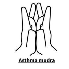 Asthma mudra, isolated on white background. Meditation technique for health. Correct placement of the fingers. Vector