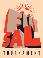 Futsal tournament poster, logo, emblem design. Vector illustration.