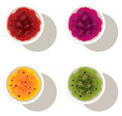 Fototapeta premium vector set of bowls with fruit jam