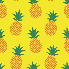 Printed roller blinds Yellow vector seamless pineapple pattern