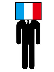 A pictogram of a person who anthropomorphized the French flag. Symbols, graphic materials