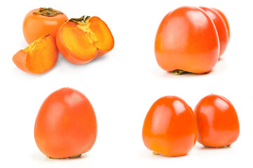 Collection of persimmon isolated on a white background cutout