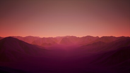 Red Foggy Mountain Landscape Background 3D Render